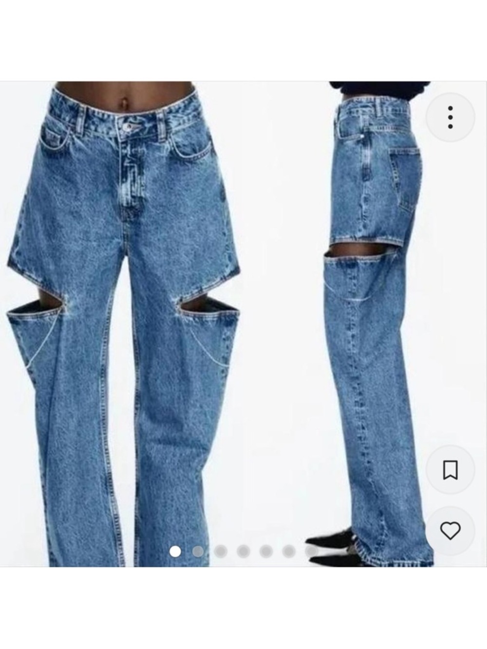 ZARA High Waisted STRAIGHT LEG CUT OUT JEWEL JEANS Size 4 MISSING CHAIN!